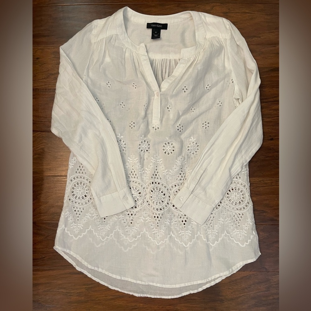 Karen Kane White Eyelet Blouse Size S - Picture 1 of 4
